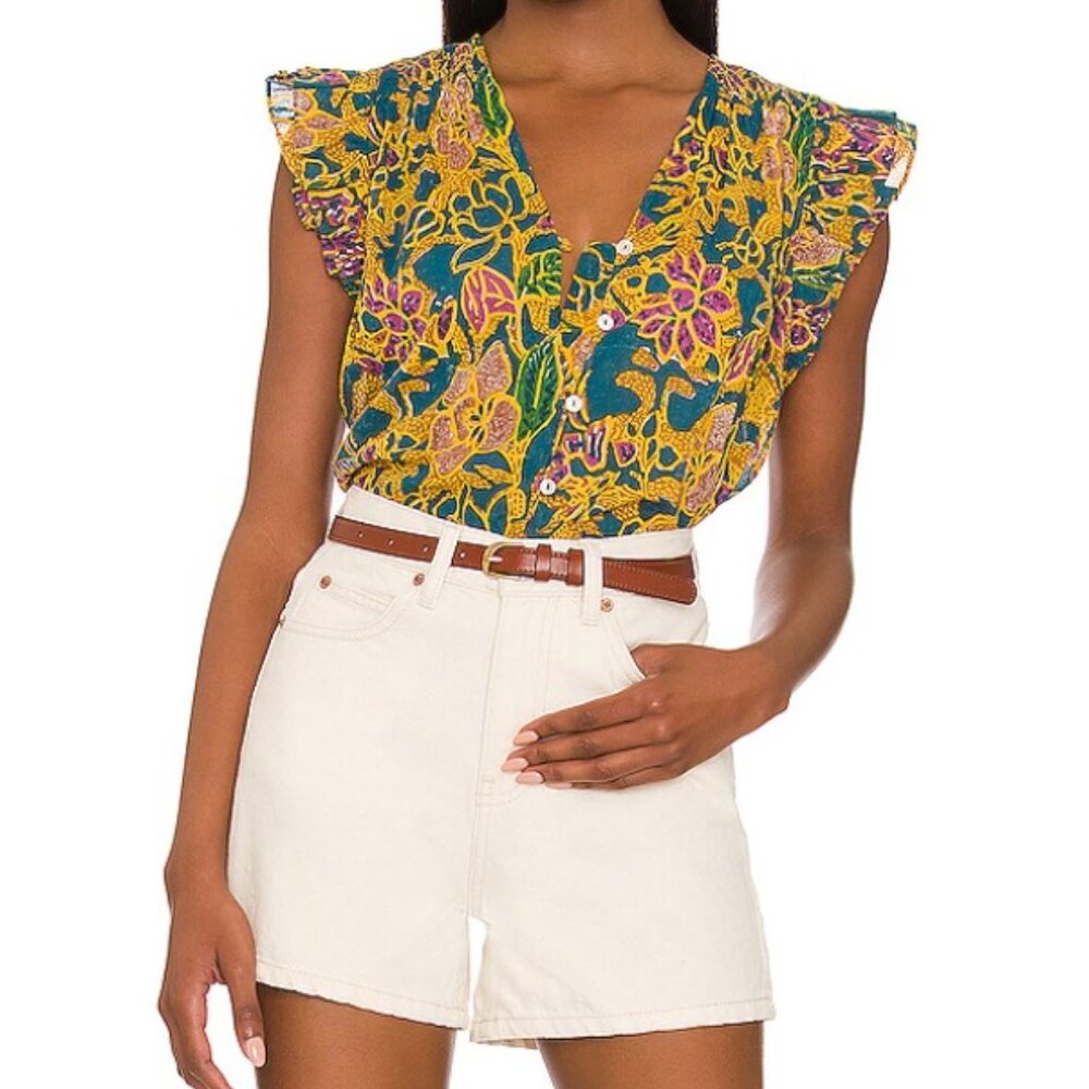 Cleobella Chloe Blouse in Indo Block Print, Size M - Picture 2 of 11